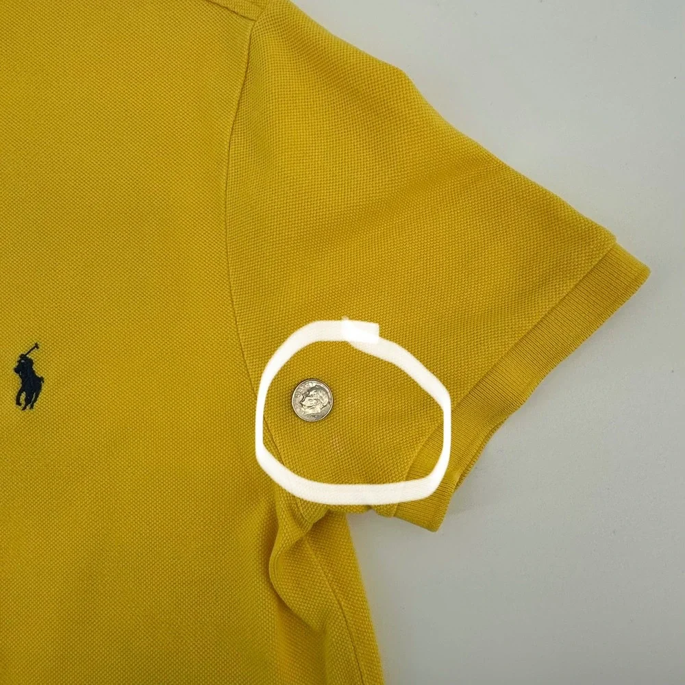 Polo Ralph Lauren Mens Custom Slim Fit Pique Polo Shirt Yellow Small RN 41381